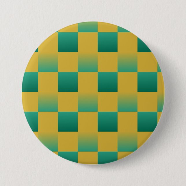 Bóton Redondo 7.62cm Padrão elegante em verde e ouro (Frente)