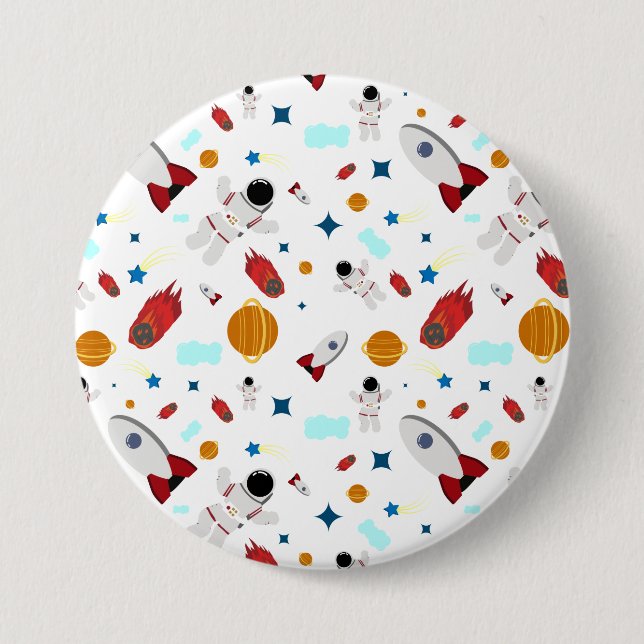 Bóton Redondo 7.62cm Padrão externo e astronauta do garoto (Frente)