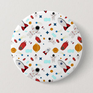 Bóton Redondo 7.62cm Padrão externo e astronauta do garoto
