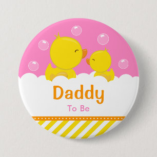 Bóton Redondo 7.62cm Pai Amarelo e Rosa de Borracha Ducky A Ser Usado