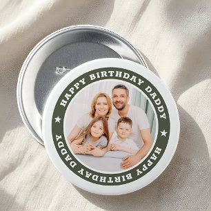 Bóton Redondo 7.62cm Pai de aniversário feliz Foto personalizada simpl