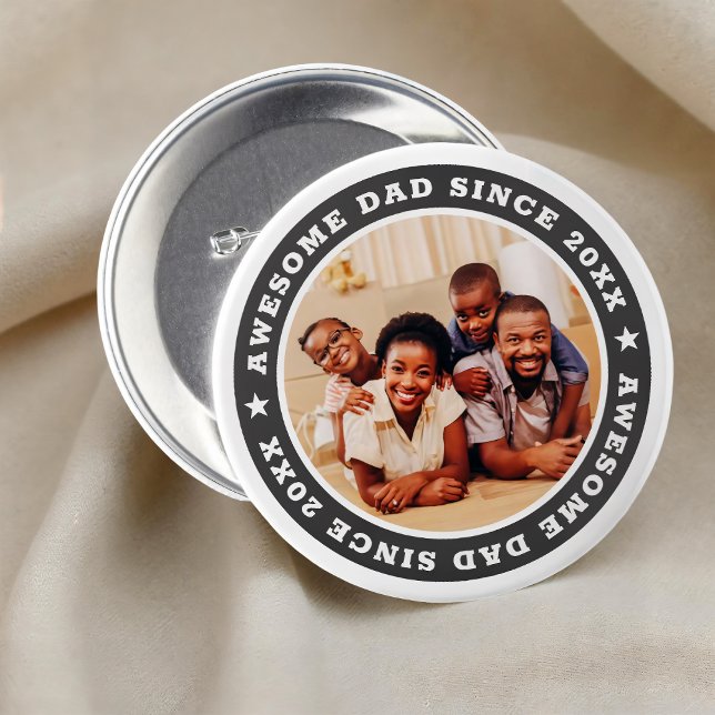 Bóton Redondo 7.62cm Pai incrível desde a 20XX Foto simples moderna (Criador carregado)