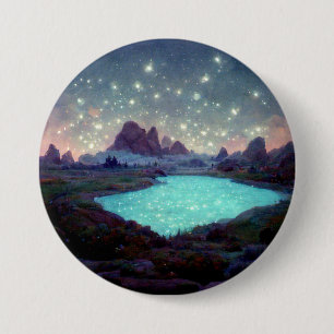 Bóton Redondo 7.62cm Paisagem Fantasia das Estrelas do Céu Noturno