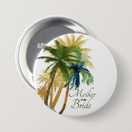 Bóton Redondo 7.62cm Palm Tree Beach Mãe do Botão Bride