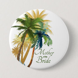 Bóton Redondo 7.62cm Palm Tree Beach Mãe do Botão Bride