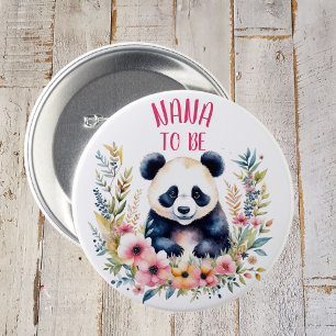 Bóton Redondo 7.62cm Panda Bear em Flores Chá de fraldas Nana para ser