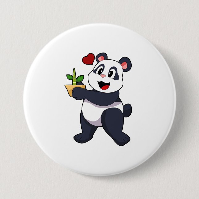 Bóton Redondo 7.62cm Panda com Flor de Bambu (Frente)