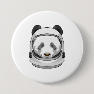 Bóton Redondo 7.62cm Panda como astronauta com Helmet