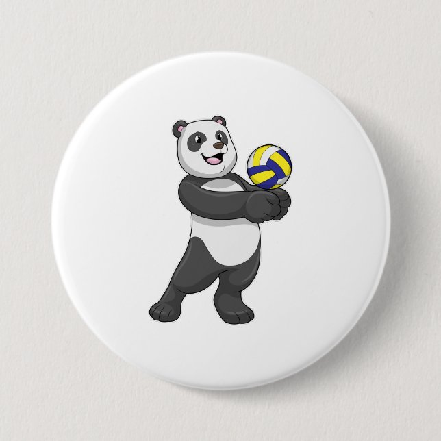 Bóton Redondo 7.62cm Panda como jogador de voleibol (Frente)