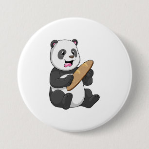 Bóton Redondo 7.62cm Panda como padeiro com pão