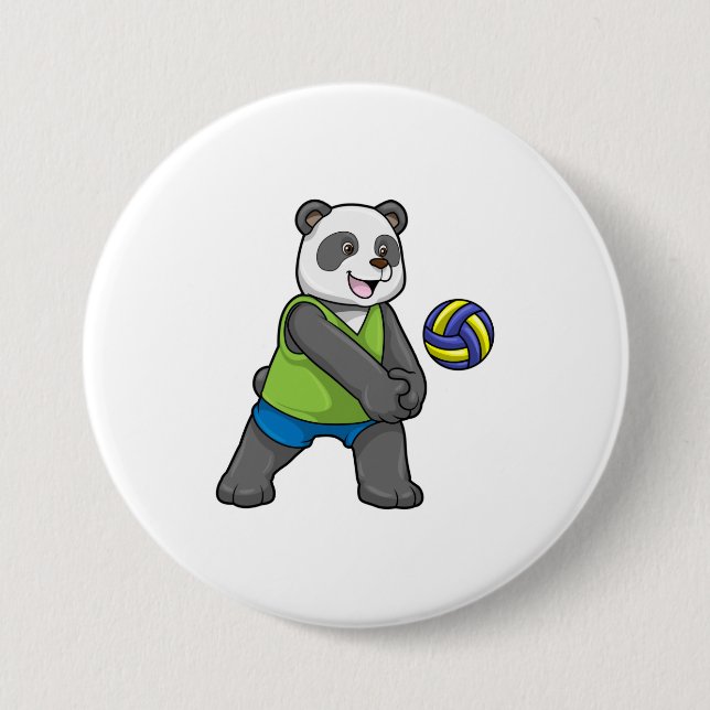 Bóton Redondo 7.62cm Panda no Esporte com Voleibol (Frente)