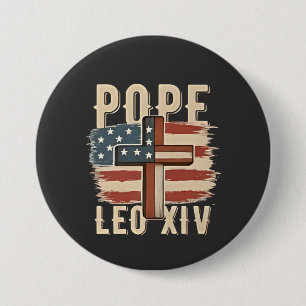 Bóton Redondo 7.62cm Papa Leão XIV Igreja Cristã Da Pope EUA Bandeira