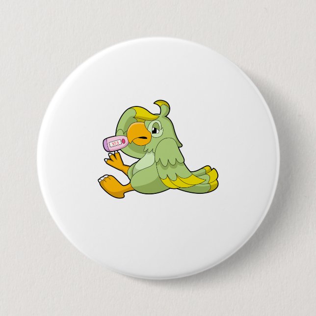 Bóton Redondo 7.62cm Papagaio com termômetro clínico (Frente)