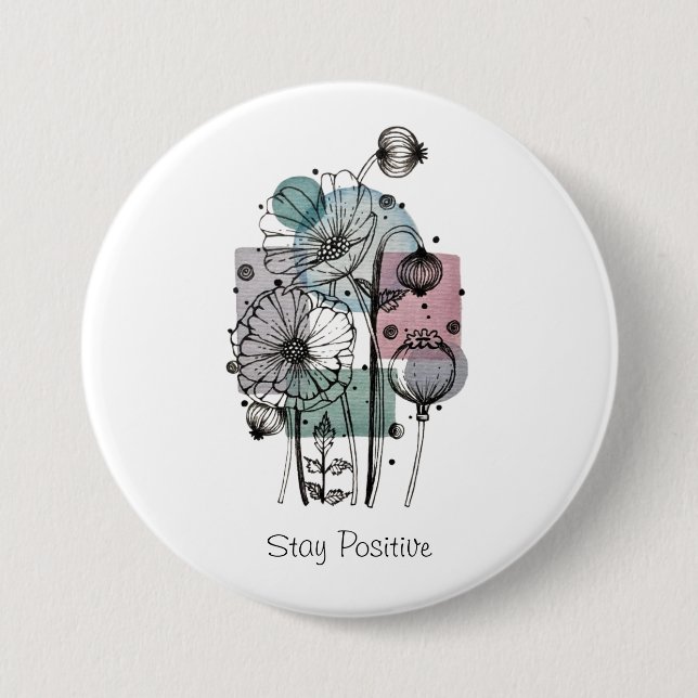 Bóton Redondo 7.62cm Papagaios Em Tinta E Aquarela (Frente)