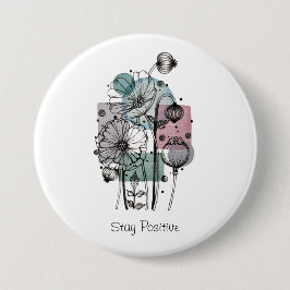 Bóton Redondo 7.62cm Papagaios Em Tinta E Aquarela