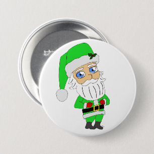 Bóton Redondo 7.62cm Papai Noel de terno verde chibi