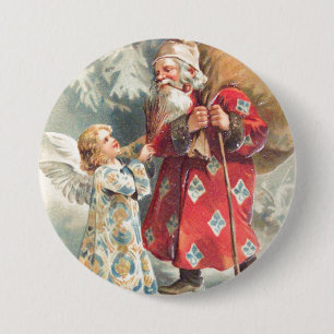 Bóton Redondo 7.62cm Papais noeis Melhores Desejos de Natal
