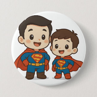 Bóton Redondo 7.62cm Papelaria do Duo de Super-Heróis Chibi