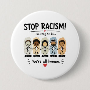 Bóton Redondo 7.62cm Pare o racismo somos todos humanos