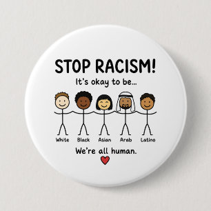 Bóton Redondo 7.62cm Pare o racismo somos todos humanos