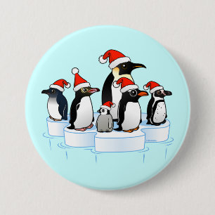 Bóton Redondo 7.62cm Partido do pinguim do Natal