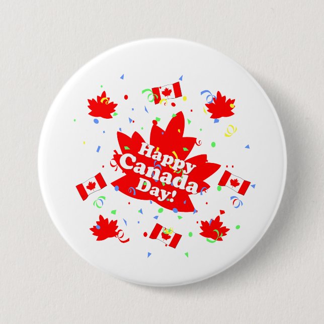 Bóton Redondo 7.62cm Partido feliz do dia de Canadá (Frente)