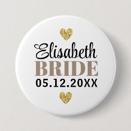 Bóton Redondo 7.62cm Partido Personalizado Bridal Moderno Elegante dos 