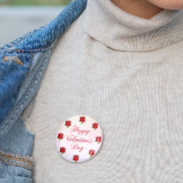 Bóton Redondo 7.62cm Partido Rosa vermelha de Pastel Suave do feliz dia