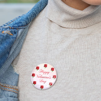 Bóton Redondo 7.62cm Partido Rosa vermelha de Pastel Suave do feliz dia