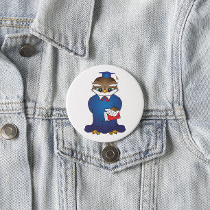 Bóton Redondo 7.62cm Pássaro Scholar Cute para Graduação de Wise Owl