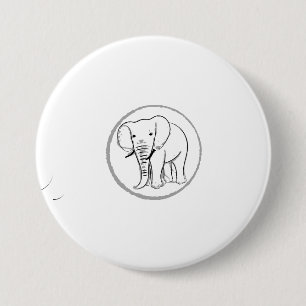 Bóton Redondo 7.62cm Patches e botões de silhueta elefante