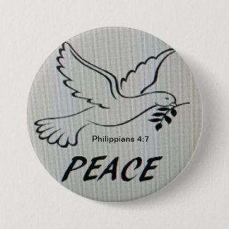 Bóton Redondo 7.62cm Peace Dove Button with scripture