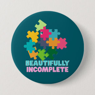 Bóton Redondo 7.62cm Peça de Puzzle Colorida Maravilhosamente Incomplet
