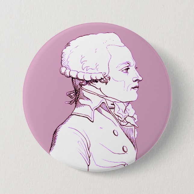 Bóton Redondo 7.62cm Perfil Robespierre em Rosa (Frente)