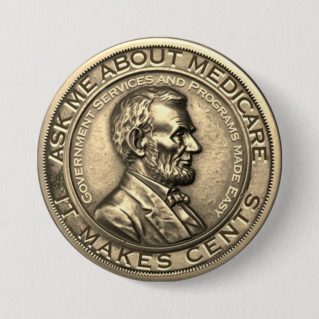 Bóton Redondo 7.62cm Pergunte-Me Sobre Medicare (Frente)