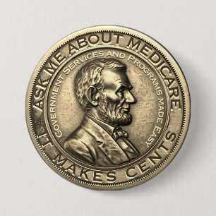 Bóton Redondo 7.62cm Pergunte-Me Sobre Medicare