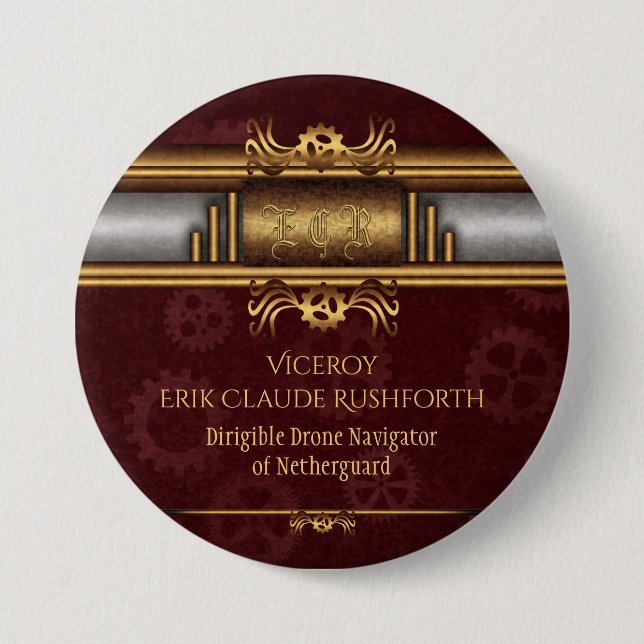 Bóton Redondo 7.62cm Personagem de bronze e de marroon (Frente)