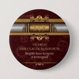 Bóton Redondo 7.62cm Personagem de bronze e de marroon