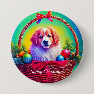 Bóton Redondo 7.62cm Personalize 2026 Cachorro de Natal Mais Fofo e Lea
