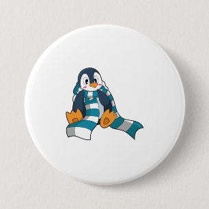 Bóton Redondo 7.62cm Pinguim com Cachecol