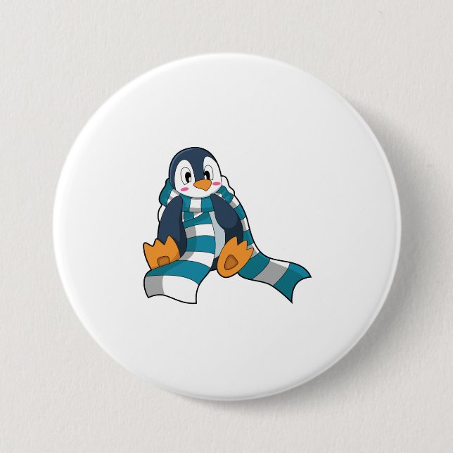 Bóton Redondo 7.62cm Pinguim com Cachecol (Frente)