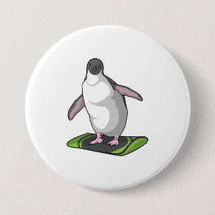 Bóton Redondo 7.62cm Pinguim como Snowboarder com Snowboard