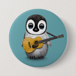 Bóton Redondo 7.62cm Pinguim musical do bebê que joga o azul da