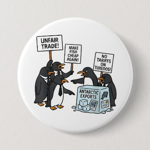 Bóton Redondo 7.62cm Pinguins contra Tarifas Anti Trump