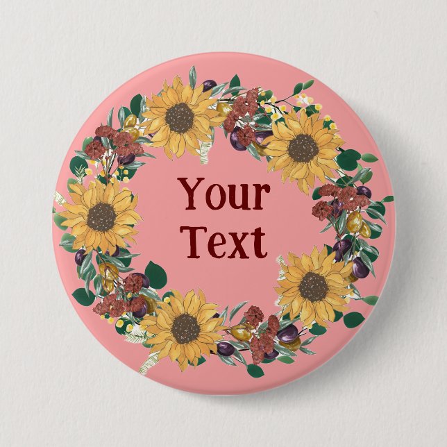 Bóton Redondo 7.62cm Pino da sola da solha do girassol (Frente)