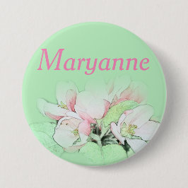 Bóton Redondo 7.62cm pino de nome da flor de maçã de rosa claro bonito