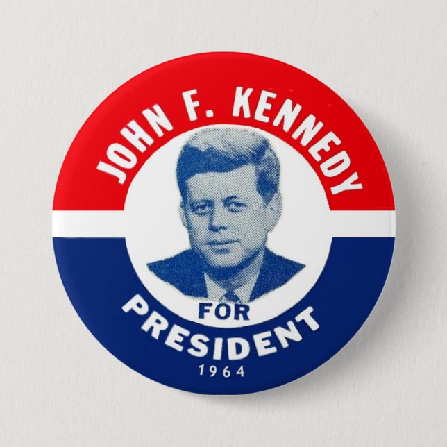Bóton Redondo 7.62cm Pino memorável 1964 de JFK (Frente)