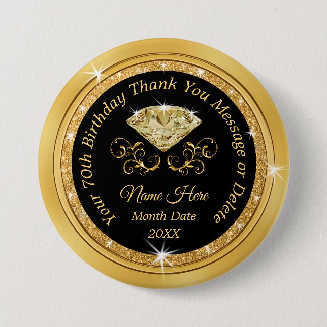 Bóton Redondo 7.62cm Pinos de Aniversário Personalizados para Seu Anive (Frente)