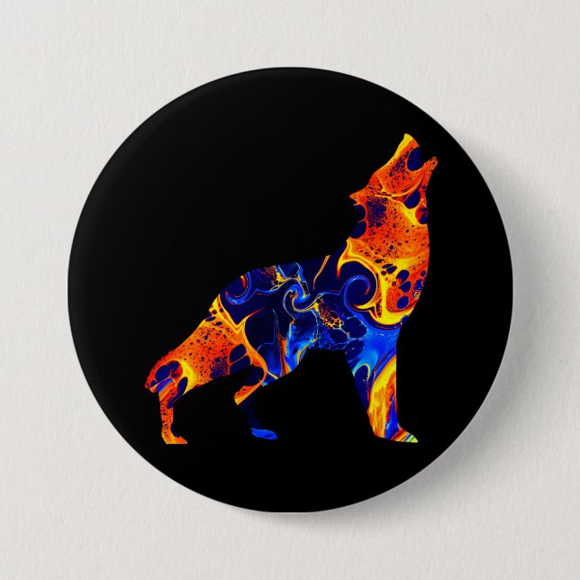 BÓTON REDONDO 7.62CM PINTURA ABSTRATA NEON DE LOBO (Frente)