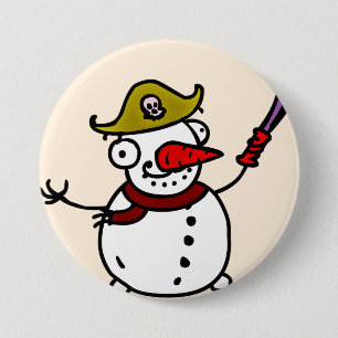 Bóton Redondo 7.62cm pirata snowman feliz Natal